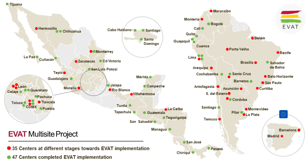 A map of the locations where EVAT PEWS were implemented