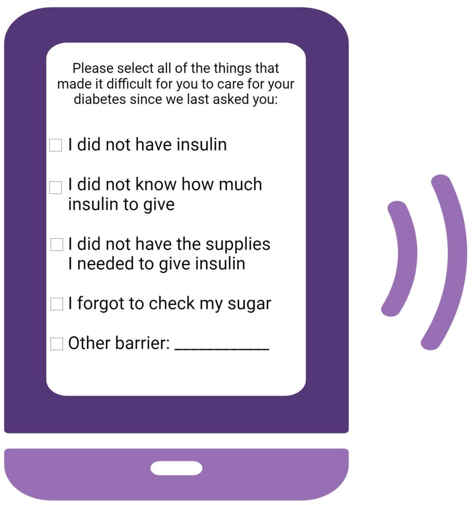 An example of a question about barriers to diabetes care that youth would respond to using the smartphone app.