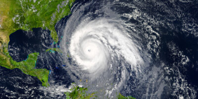 tropical hurricane approaching the USA.Elements of this image are furnished by NASA.